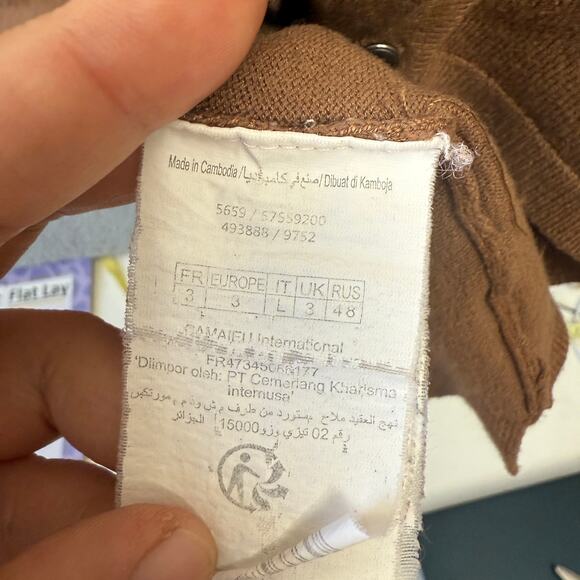 Camaieu France Womens Top Brown Cardigan Long Sleeve Button Size S (UK 3) - Picture 7 of 9